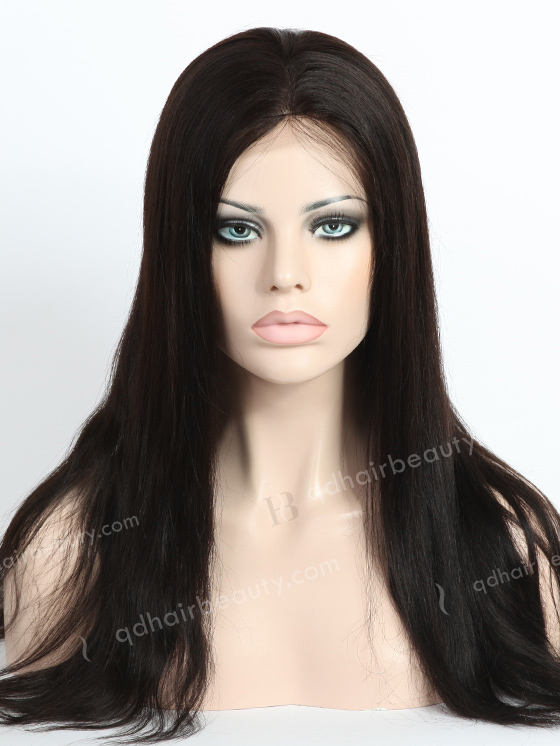 In Stock Indian Remy Hair 18" Nature Straight  Color #1b Silk Top Full Lace Wig STW-036